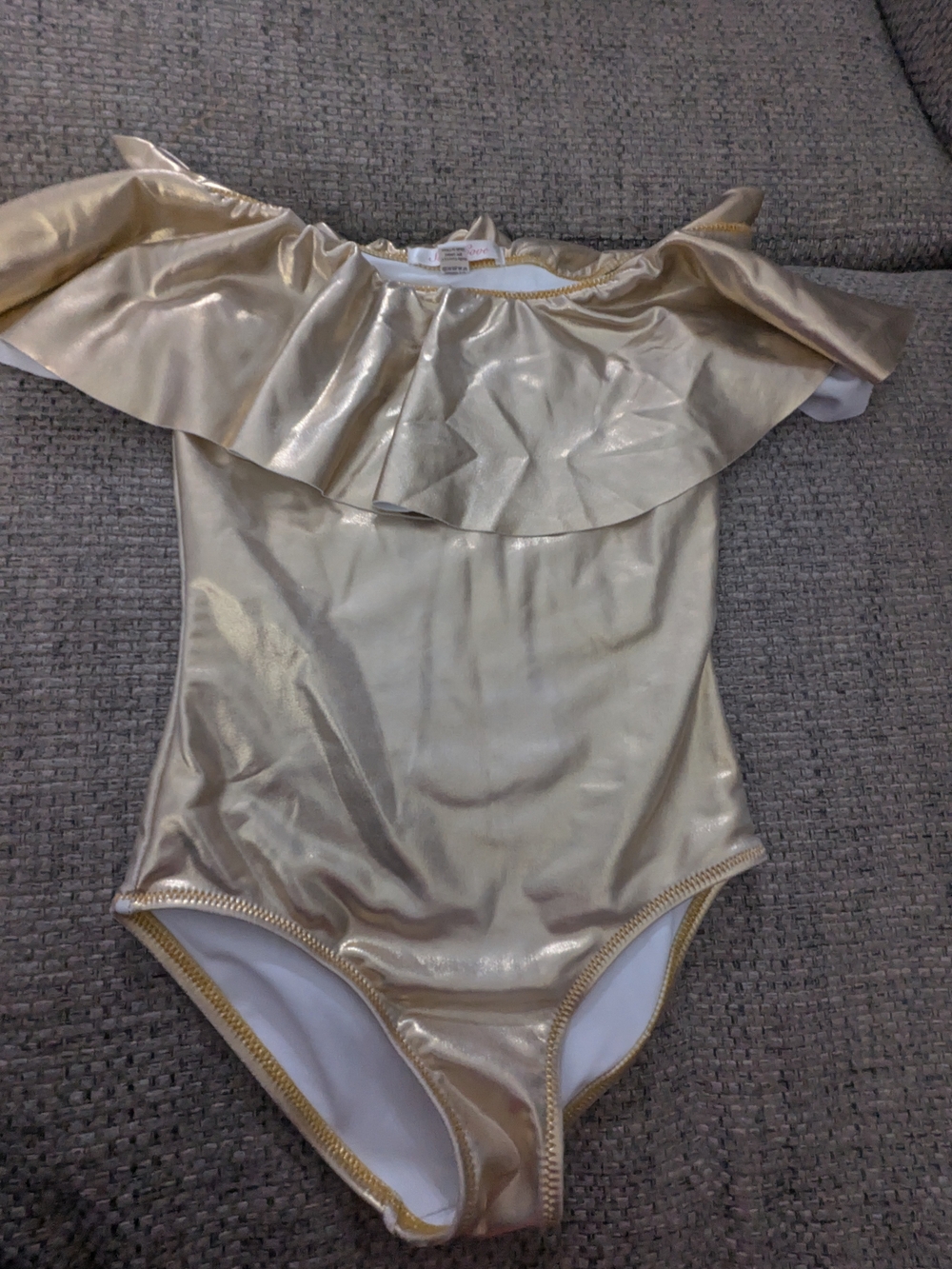 Girls' Metallic Gold Ruffle One-Piece Swimsuit